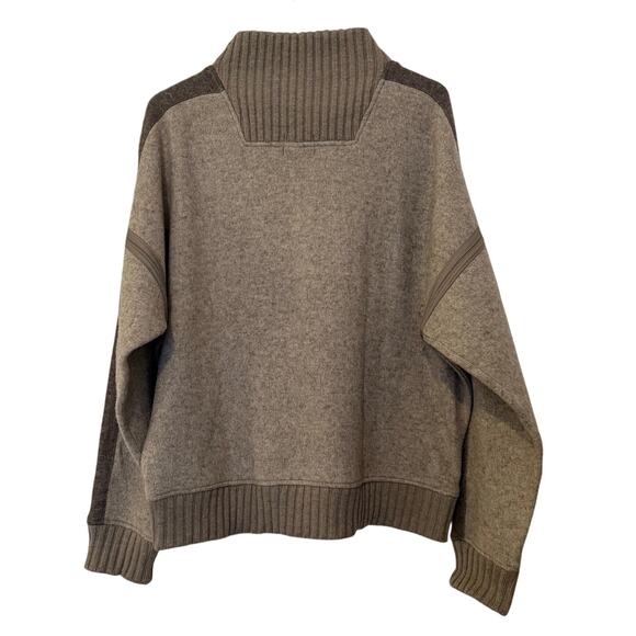 Club Monaco Wool Blend Mock Neck Cozy Knit Boxy Sweater Taupe Womens L Large - Picture 2 of 7